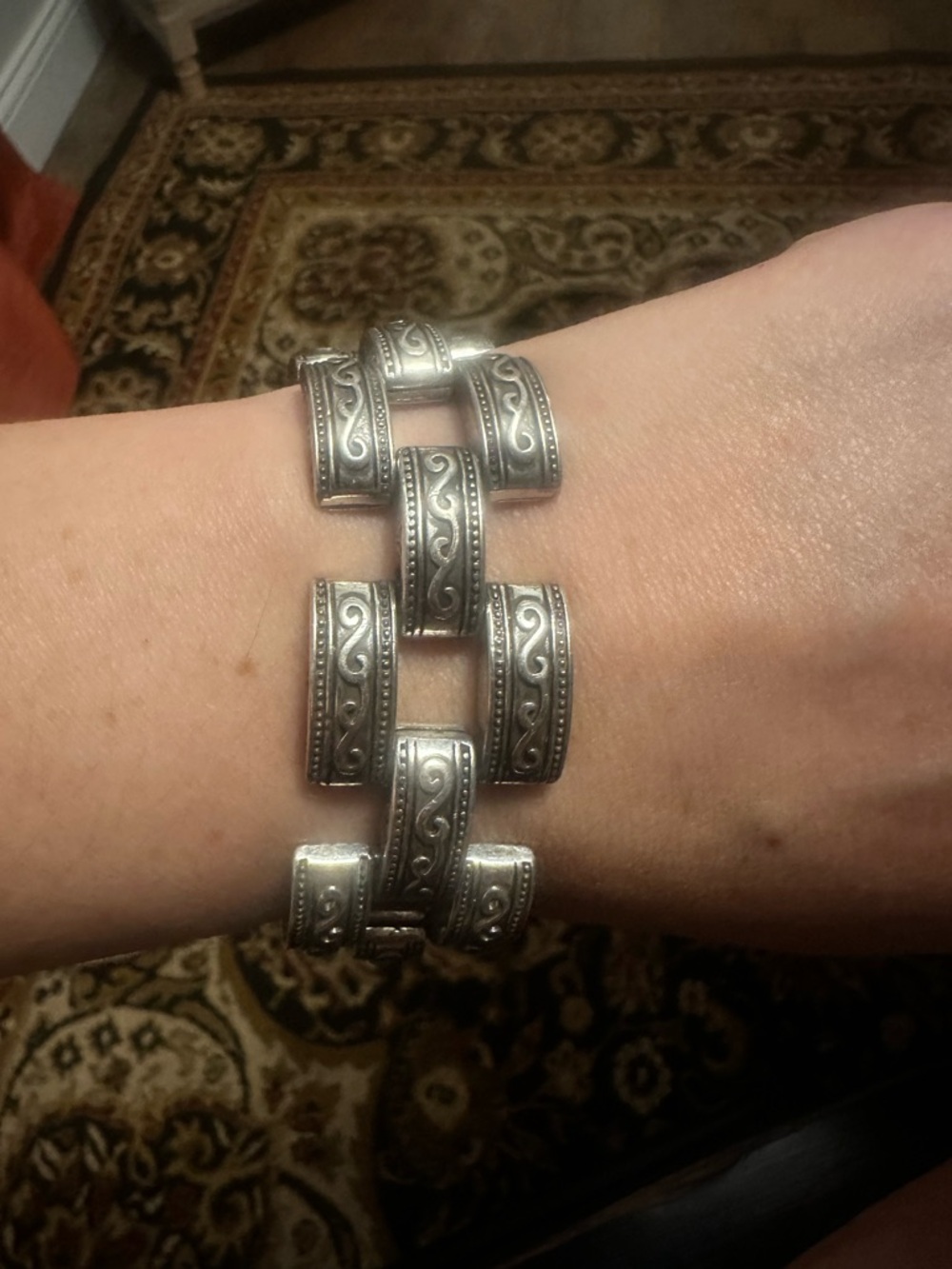 Vintage Sterling Coated Heavy Link Bracelet